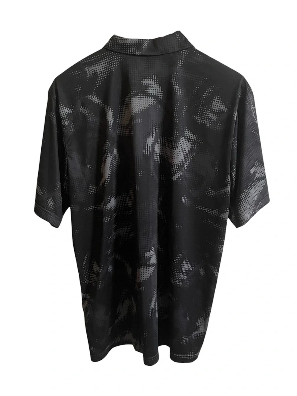 Adidas Golf Mens Polo Shirt L Large Black Gray Camo All Over Print Mesh ADVR0971